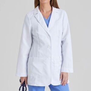 NWOT Mandala Women's Scrub Medical Jacket Lab White Coat Size Large Tall New!